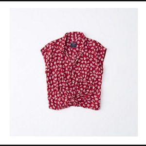 Twist Front Button-up Shirt